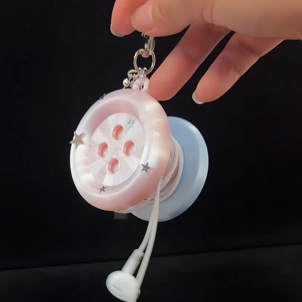 Cable Winder Keychain - Penggulung Kabel Earphone Tombol Besar Retro